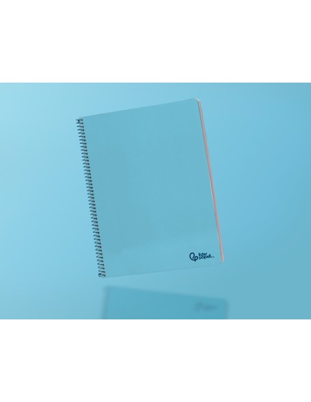 Cuaderno espiral liderpapel a4 smart tapa blanda 80h 75gr cuadro 4mm con margen color celeste