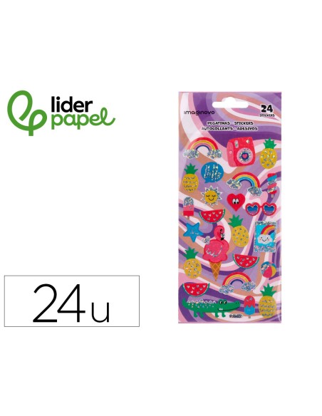 Pegatinas imaginovo diseños surtidos verano con brillo 214x100 mm en blister