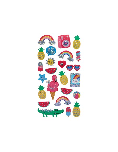 Pegatinas imaginovo diseños surtidos verano con brillo 214x100 mm en blister
