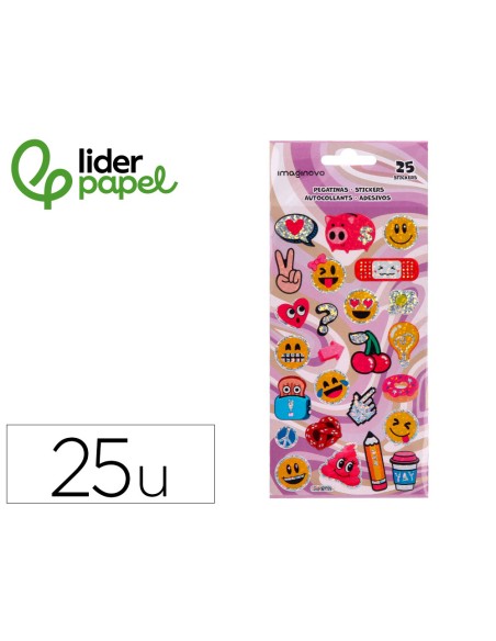 Pegatinas imaginovo diseños surtidos smiley con brillo 214x100 mm en blister