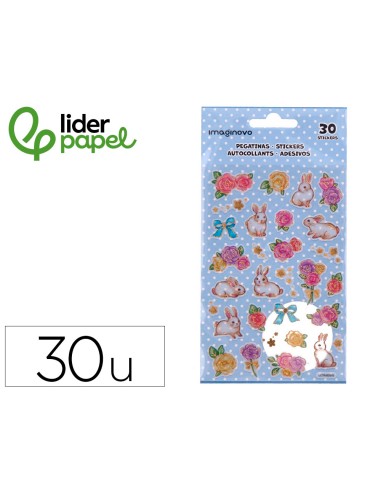 Pegatinas imaginovo flores y conejos de papel...