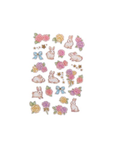 Pegatinas imaginovo flores y conejos de papel...