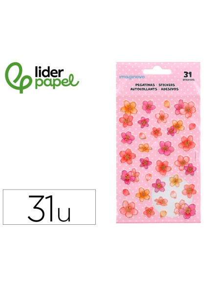 Pegatinas imaginovo flores rosas de papel 190x104 mm en blister