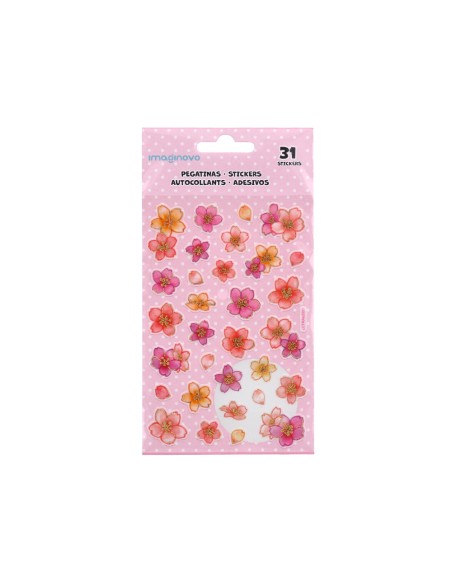 Pegatinas imaginovo flores rosas de papel 190x104 mm en blister