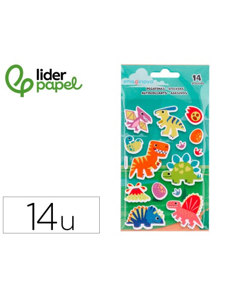 Pegatinas imaginovo luminosas dinosaurios con relieve 190x105 mm en blister