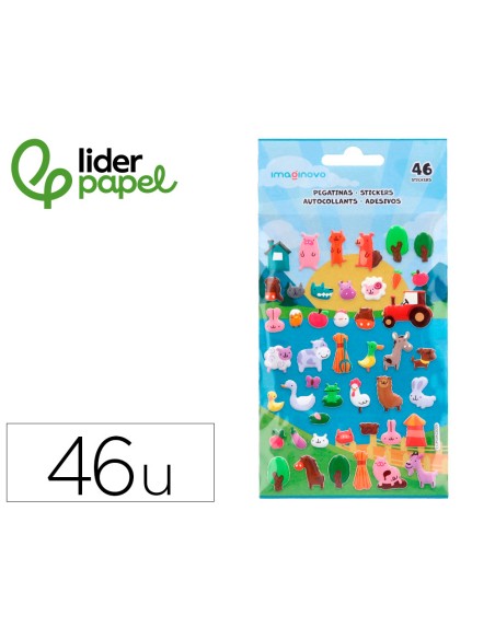 Pegatinas imaginovo cute animales granja con relieve 190x105 mm en blister