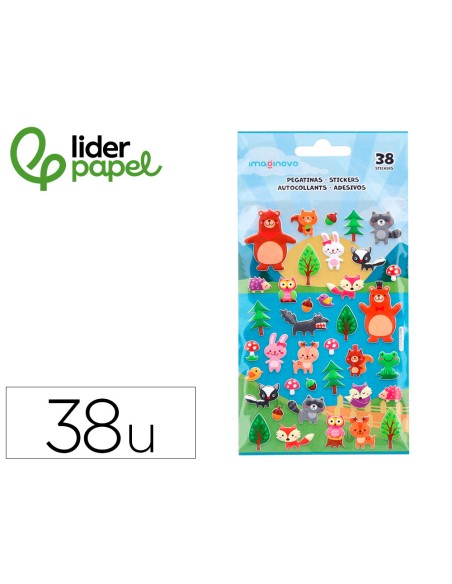 Pegatinas imaginovo cute animales bosque con relieve 190x105 mm en blister