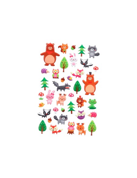 Pegatinas imaginovo cute animales bosque con relieve 190x105 mm en blister