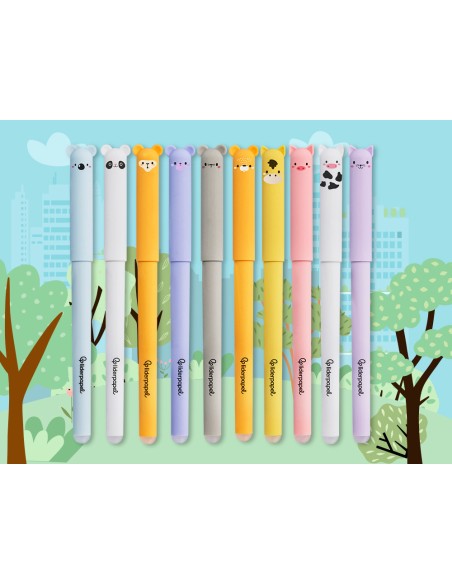 Boligrafo fantasia liderpapel animal town gato tinta azul borrable punta 1 mm