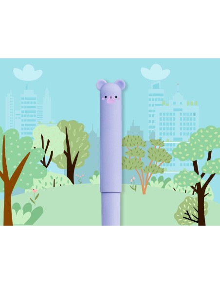 Boligrafo fantasia liderpapel animal town oso tinta azul borrable punta 1 mm