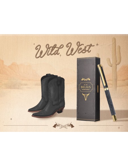Roller belius wild west aluminio color negro dorado tinta color negro caja de diseño