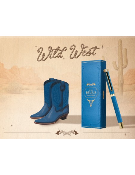 Roller belius wild west aluminio color azul marino dorado tinta color negro caja de diseño