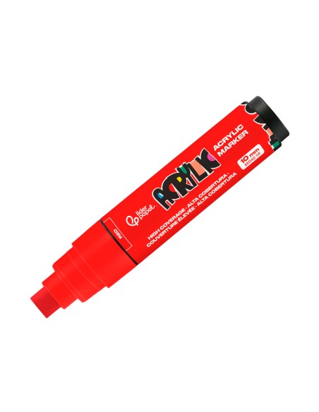 Rotulador liderpapel acrylic base agua todo tipo de superficie punta rectangular 10 mm rojo