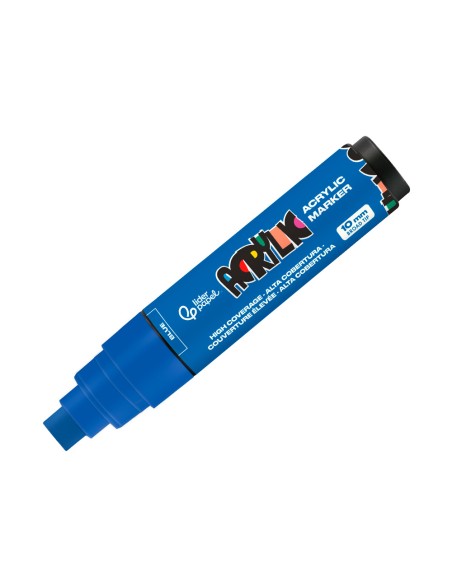 Rotulador liderpapel acrylic base agua todo tipo de superficie punta rectangular 10 mm azul