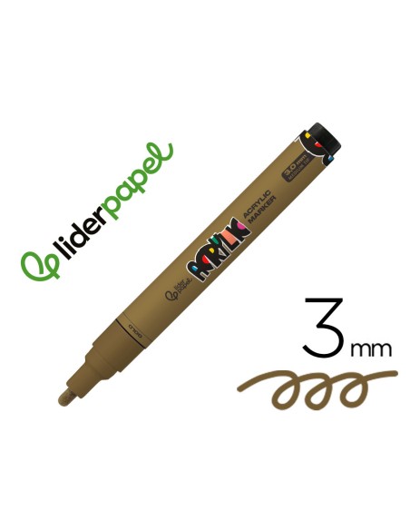 Rotulador liderpapel acrylic base agua todo tipo de superficie punta redonda 3 mm oro