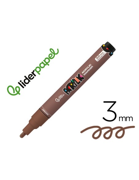 Rotulador liderpapel acrylic base agua todo tipo de superficie punta redonda 3 mm marron