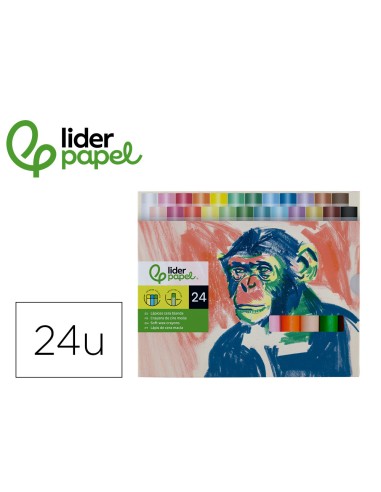 Lapices cera blanda liderpapel redonda caja de...