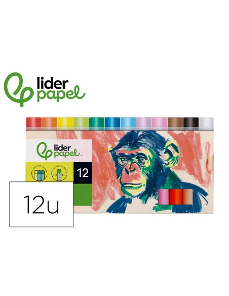 Lapices cera blanda liderpapel redonda caja de 12 unidades colores surtidos