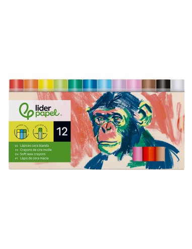 Lapices cera blanda liderpapel redonda caja de...