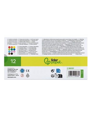 Lapices cera blanda liderpapel redonda caja de...