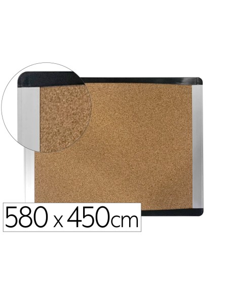 Pizarra corcho bi-office inka reciclado marco de aluminio y laterales plastico negro 580x450 mm