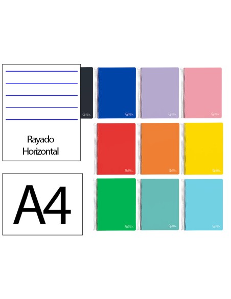 Cuaderno espiral liderpapel a4 micro witty tapa dura 120h 90gr horizontal 8mm 5 bandas 4 taladros colores surtidos