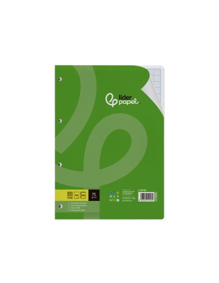 Recambio liderpapel a4 100 hojas 75gr rayado nº46 4 taladros