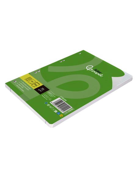 Recambio liderpapel a5 100 hojas 75gr cuadro 3mm con margen 6 taladros