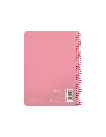 Cuaderno espiral liderpapel a5 witty tapa dura 80h 90gr cuadro 4mm con margen color rosa