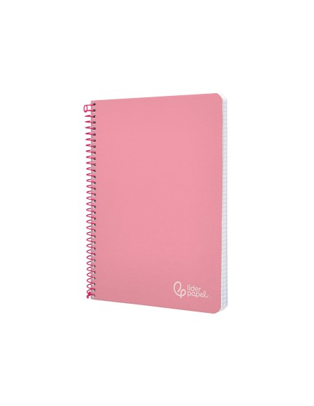 Cuaderno espiral liderpapel a5 witty tapa dura 80h 90gr cuadro 4mm con margen color rosa