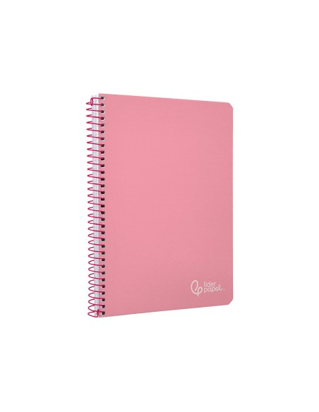 Cuaderno espiral liderpapel a5 witty tapa dura 80h 90gr cuadro 4mm con margen color rosa