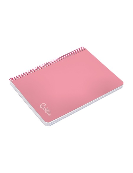 Cuaderno espiral liderpapel a5 witty tapa dura 80h 90gr cuadro 4mm con margen color rosa