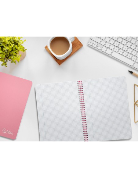 Cuaderno espiral liderpapel a5 witty tapa dura 80h 90gr cuadro 4mm con margen color rosa