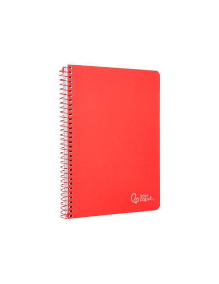 Cuaderno espiral liderpapel a5 witty tapa dura 80h 90gr cuadro 4mm con margen color rojo