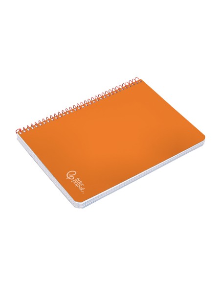 Cuaderno espiral liderpapel a5 witty tapa dura 80h 90gr cuadro 4mm con margen color naranja