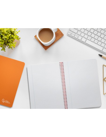 Cuaderno espiral liderpapel a5 witty tapa dura 80h 90gr cuadro 4mm con margen color naranja