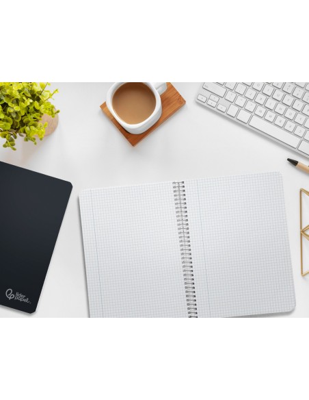 Cuaderno espiral liderpapel a5 witty tapa dura 80h 90gr cuadro 4mm con margen color negro