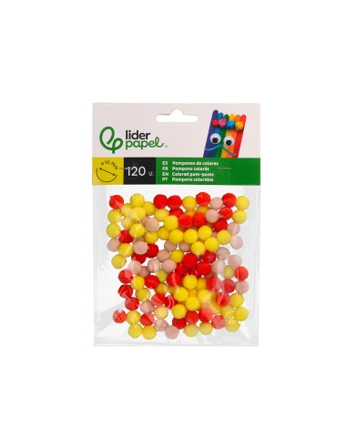 Pompones de colores liderpapel 1 cm tonalidades...