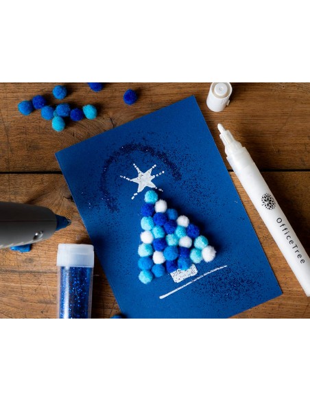 Pompones de colores liderpapel 1,5 cm tonalidades azules bolsa con 80 unidades