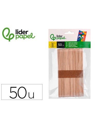 Palitos de madera liderpapel color natural 15 x...