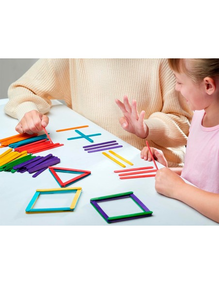 Palitos de madera liderpapel colores surtidos 15x1,8 cm bolsa con 50 unidades