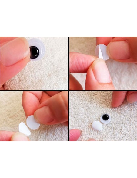 Ojo adhesivo liderpapel 12 mm blanco con pupila negra pack de 30 unidades