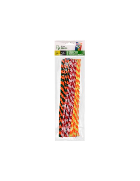 Limpiapipas de chenilla liderpapel 30 cm dos colores mate surtidos bolsa de 30 unidades
