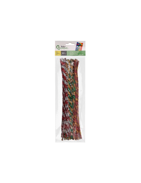 Limpiapipas de chenilla liderpapel 30 cm dos colores brillantes surtidos bolsa de 30 unidades