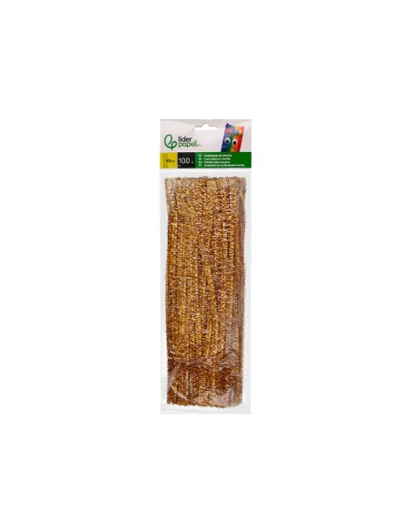 Limpiapipas de chenilla liderpapel 30 cm color oro bolsa de 100 unidades