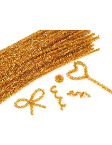 Limpiapipas de chenilla liderpapel 30 cm color oro bolsa de 100 unidades