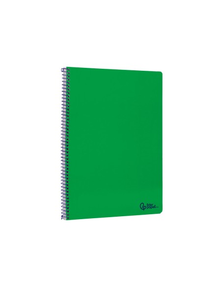 Cuaderno espiral liderpapel a4 smart tapa blanda 80h 75gr pauta 3,5mm con margen color verde