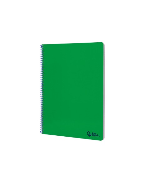 Cuaderno espiral liderpapel a4 smart tapa blanda 80h 75gr pauta 3,5mm con margen color verde