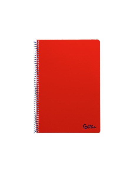 Cuaderno espiral liderpapel a4 smart tapa blanda 80h 75gr pauta 3,5mm con margen color rojo