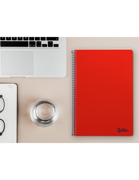 Cuaderno espiral liderpapel a4 smart tapa blanda 80h 75gr pauta 3,5mm con margen color rojo